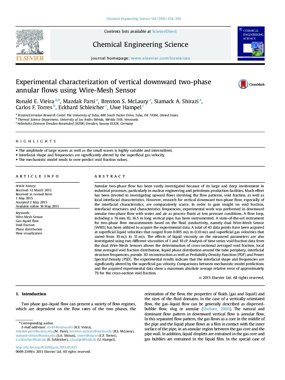 Experimental characterization of vertical downward two-phase annular flows using Wire-Mesh Sensor