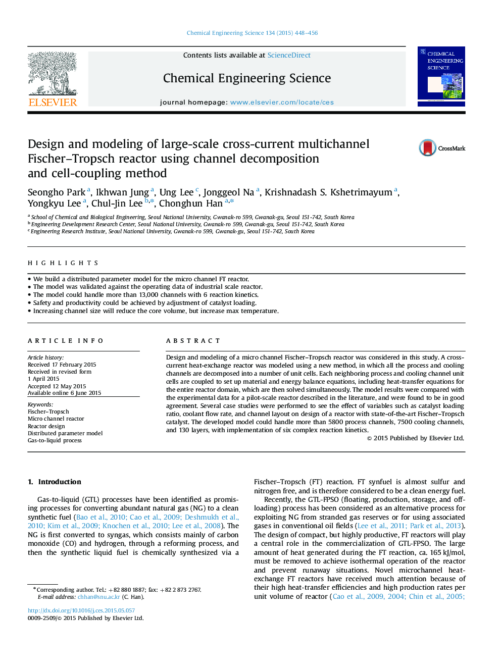 Design and modeling of large-scale cross-current multichannel Fischer-Tropsch reactor using channel decomposition and cell-coupling method