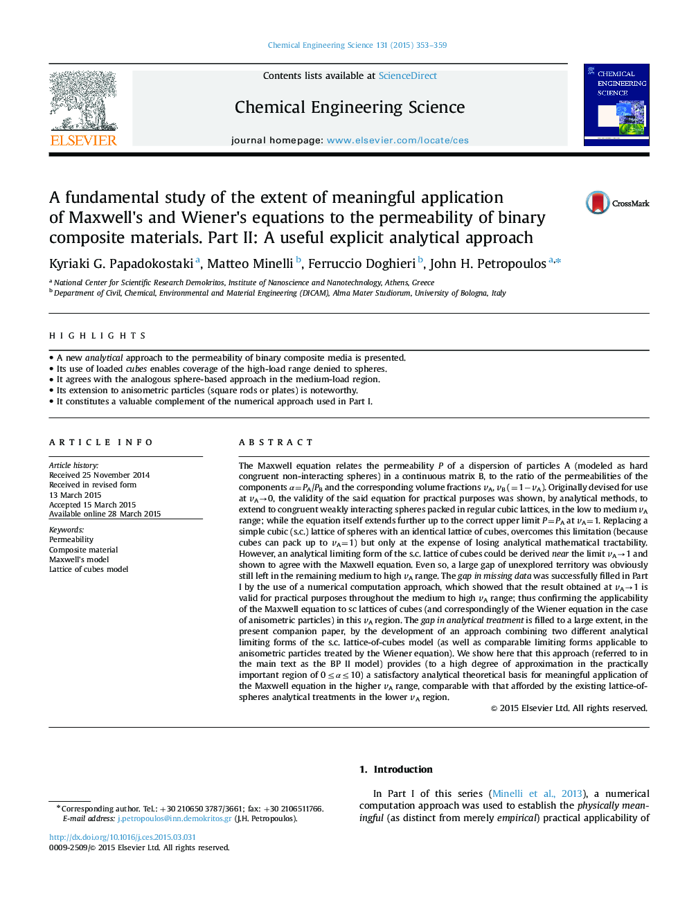 A fundamental study of the extent of meaningful application of Maxwell×³s and Wiener×³s equations to the permeability of binary composite materials. Part II: A useful explicit analytical approach