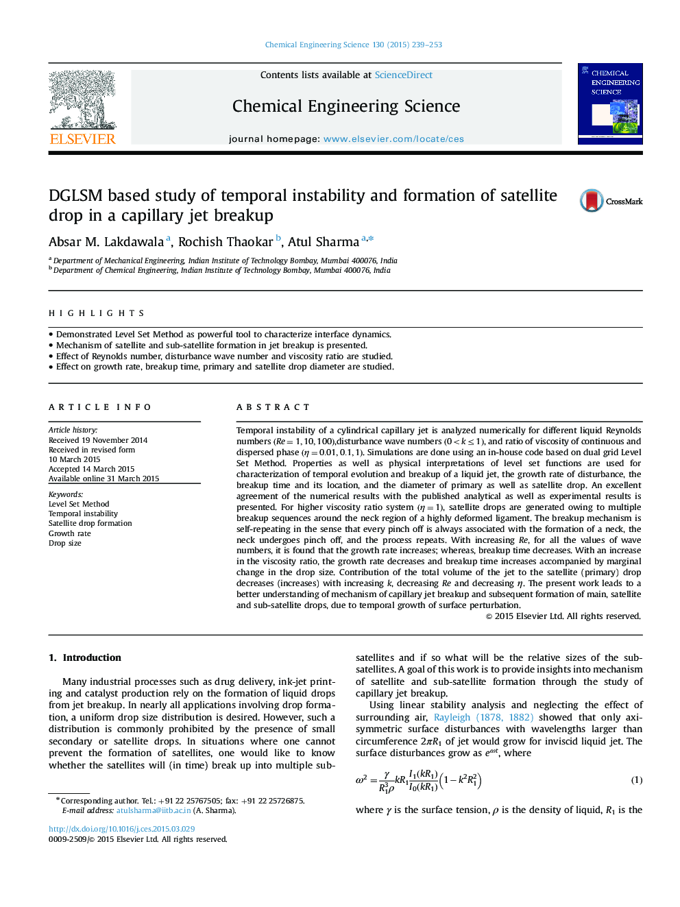 DGLSM based study of temporal instability and formation of satellite drop in a capillary jet breakup