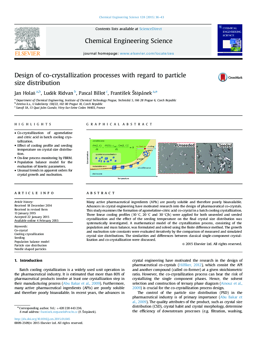 Design of co-crystallization processes with regard to particle size distribution