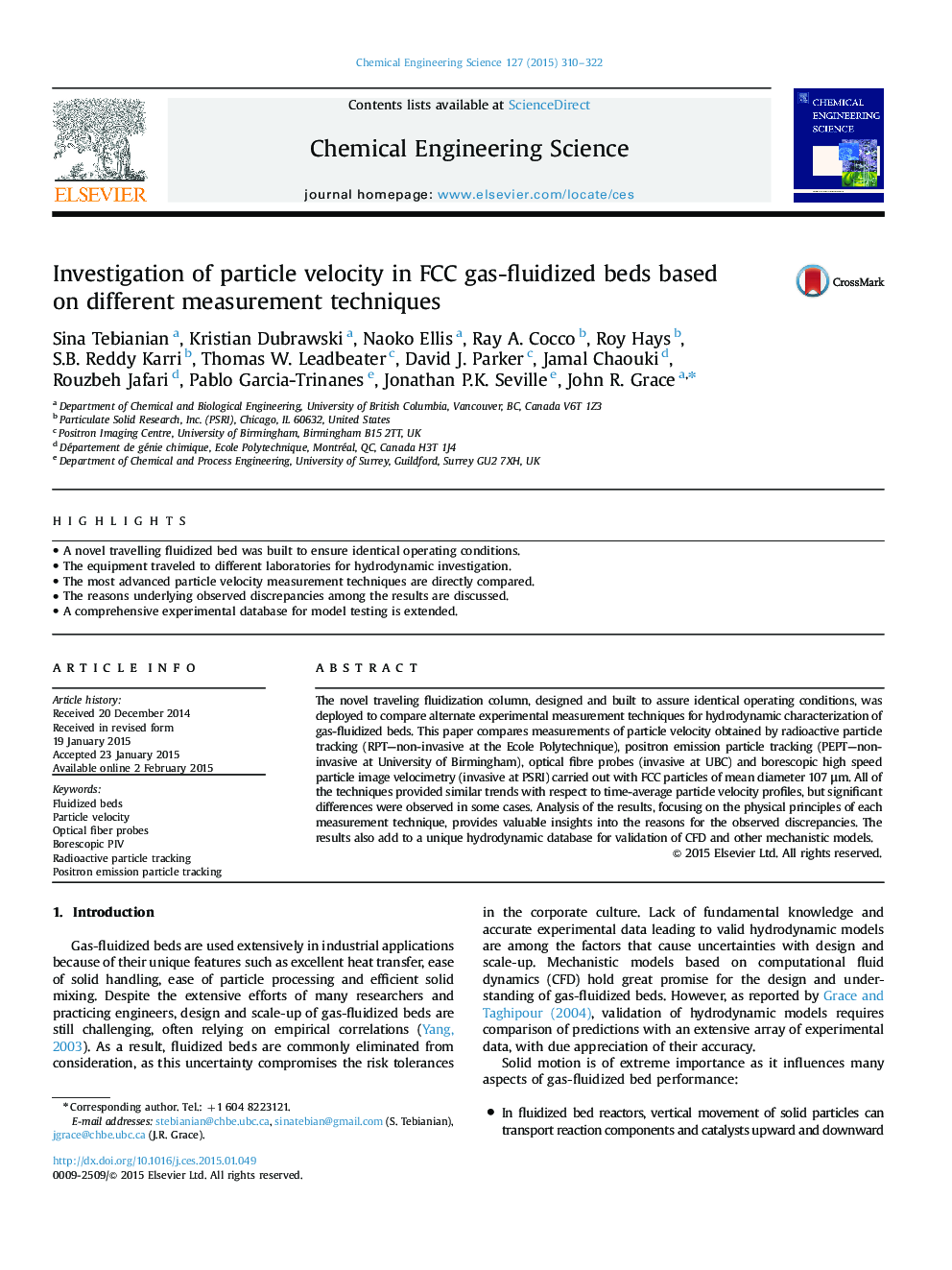 Investigation of particle velocity in FCC gas-fluidized beds based on different measurement techniques