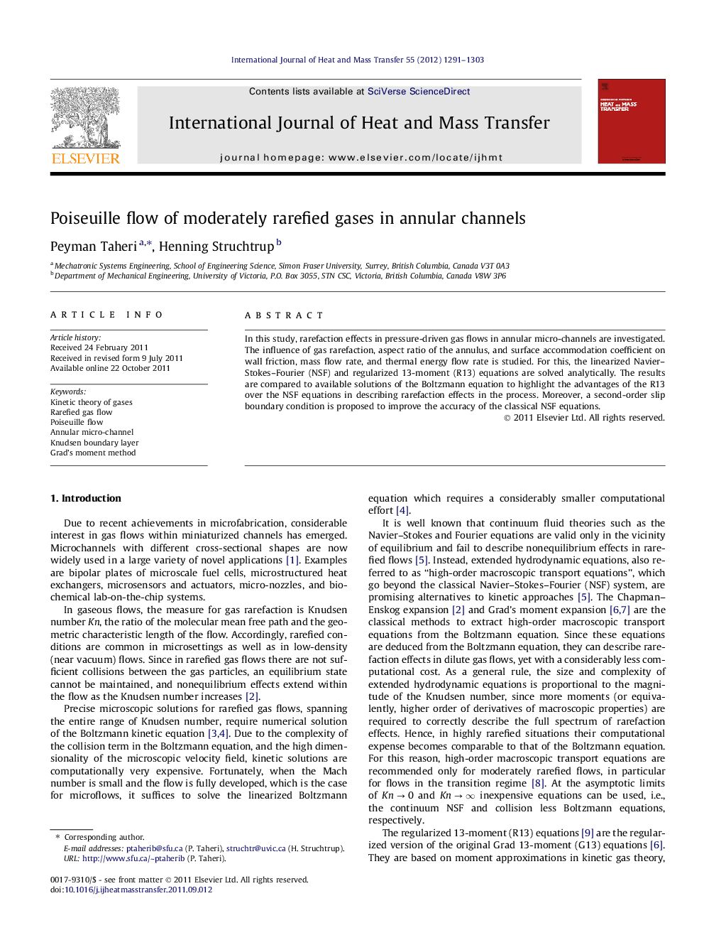 Poiseuille flow of moderately rarefied gases in annular channels