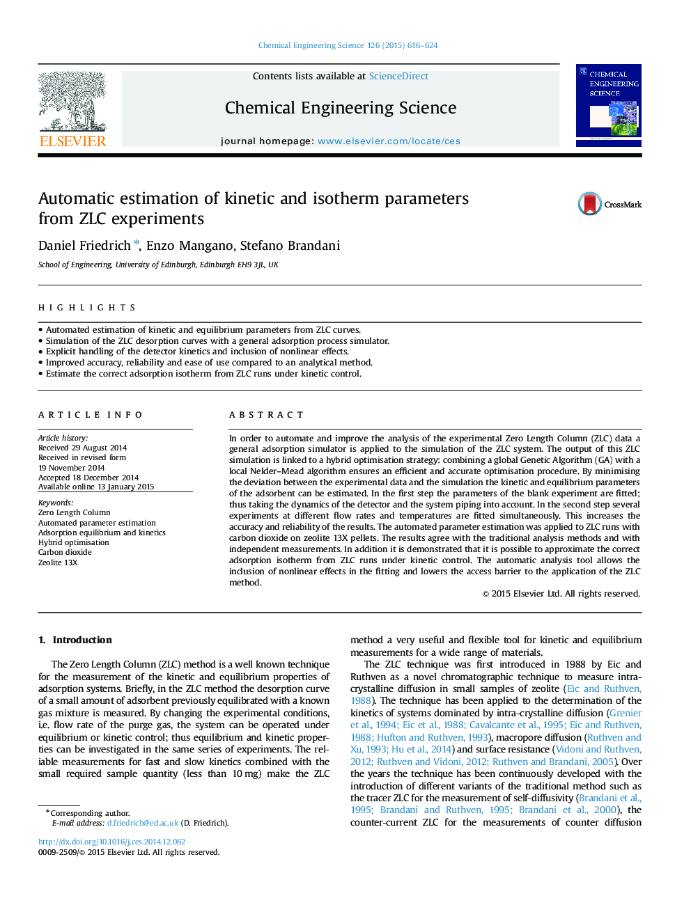 Automatic estimation of kinetic and isotherm parameters from ZLC experiments