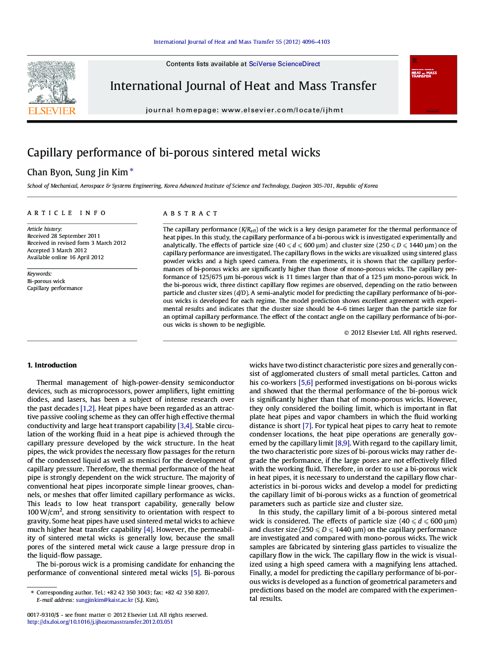 Capillary performance of bi-porous sintered metal wicks