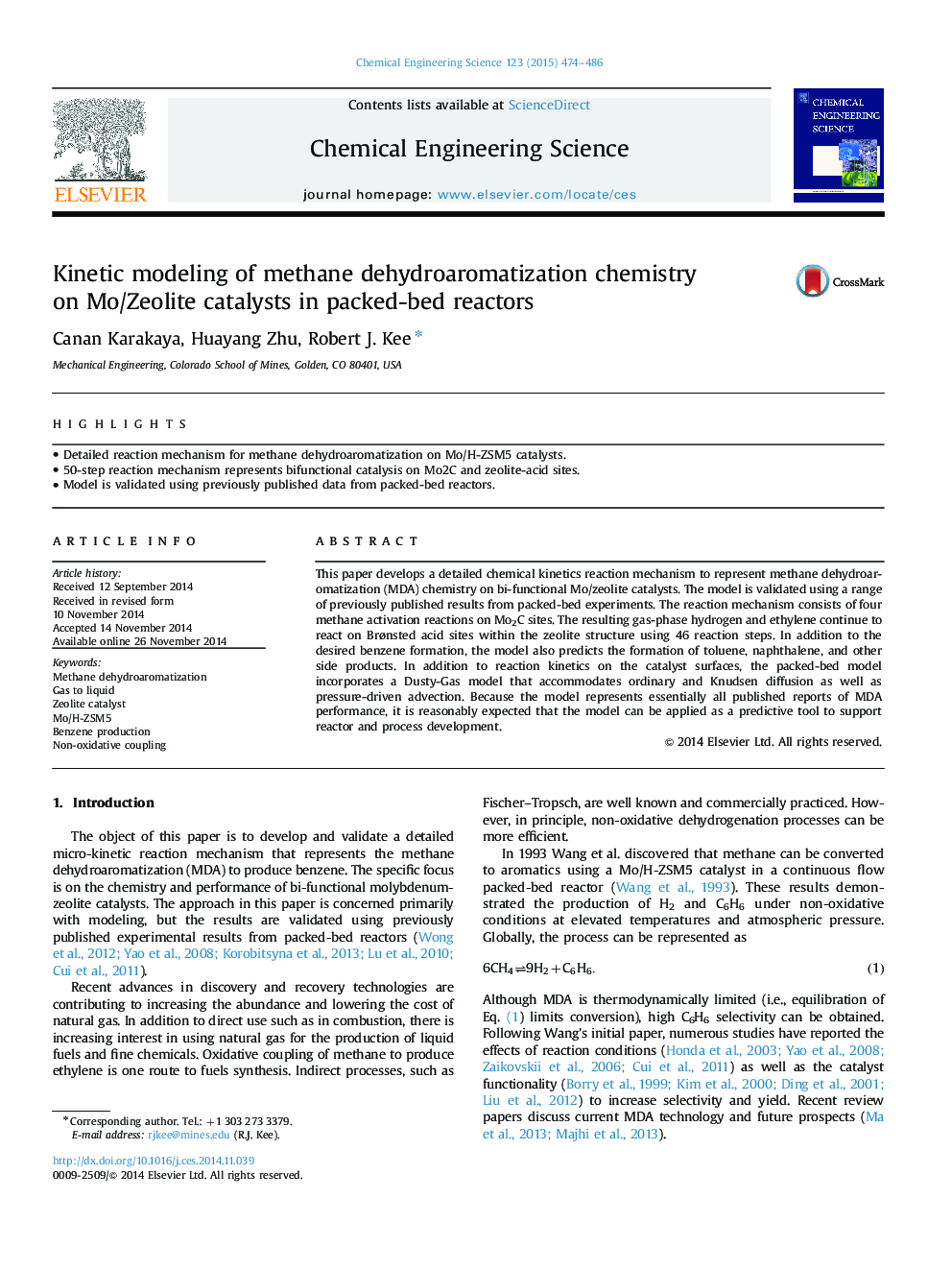 Kinetic modeling of methane dehydroaromatization chemistry on Mo/Zeolite catalysts in packed-bed reactors