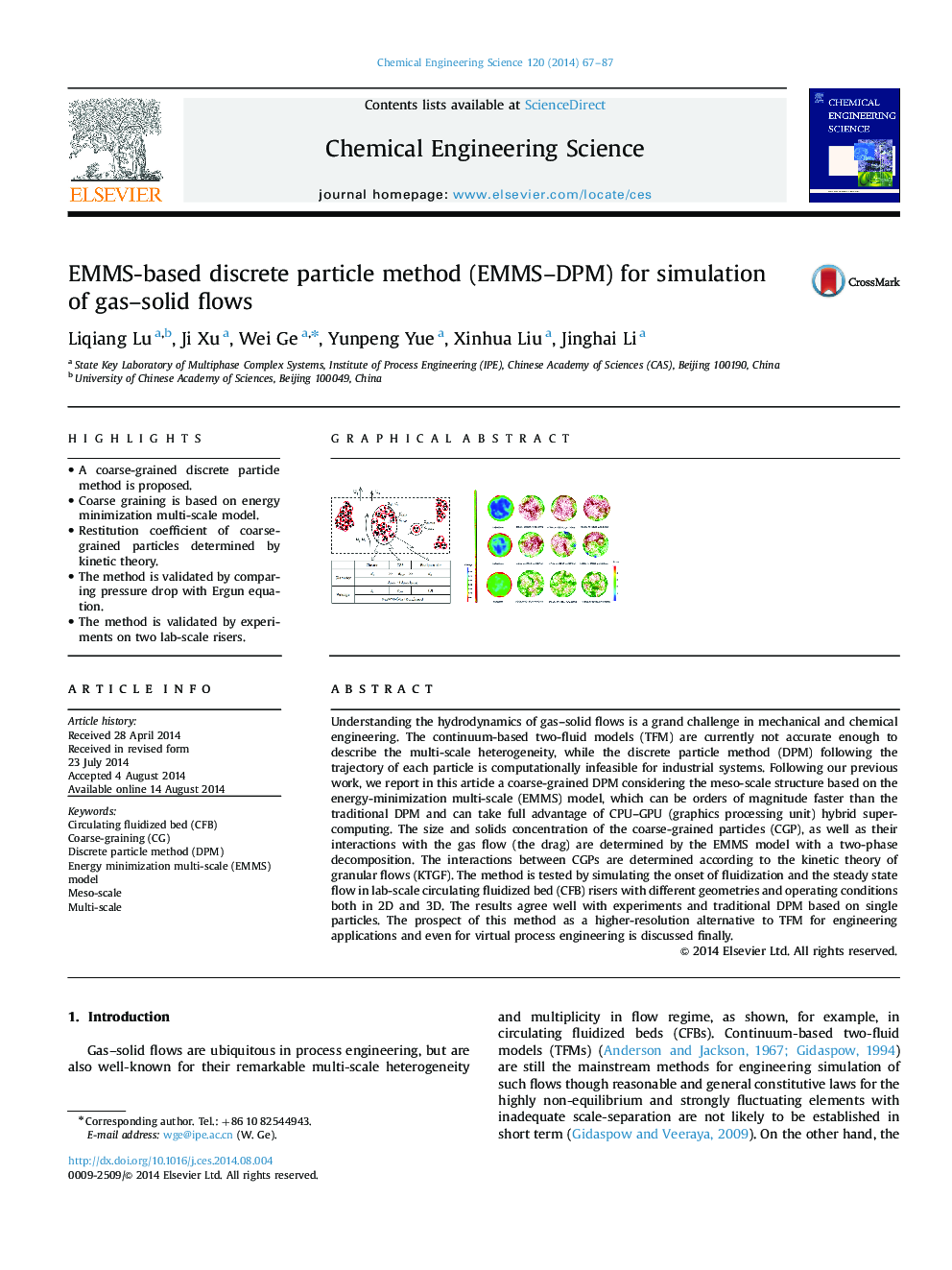 EMMS-based discrete particle method (EMMS-DPM) for simulation of gas-solid flows