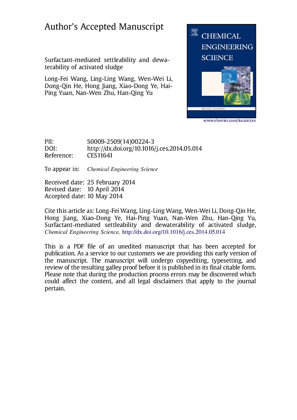 Surfactant-mediated settleability and dewaterability of activated sludge