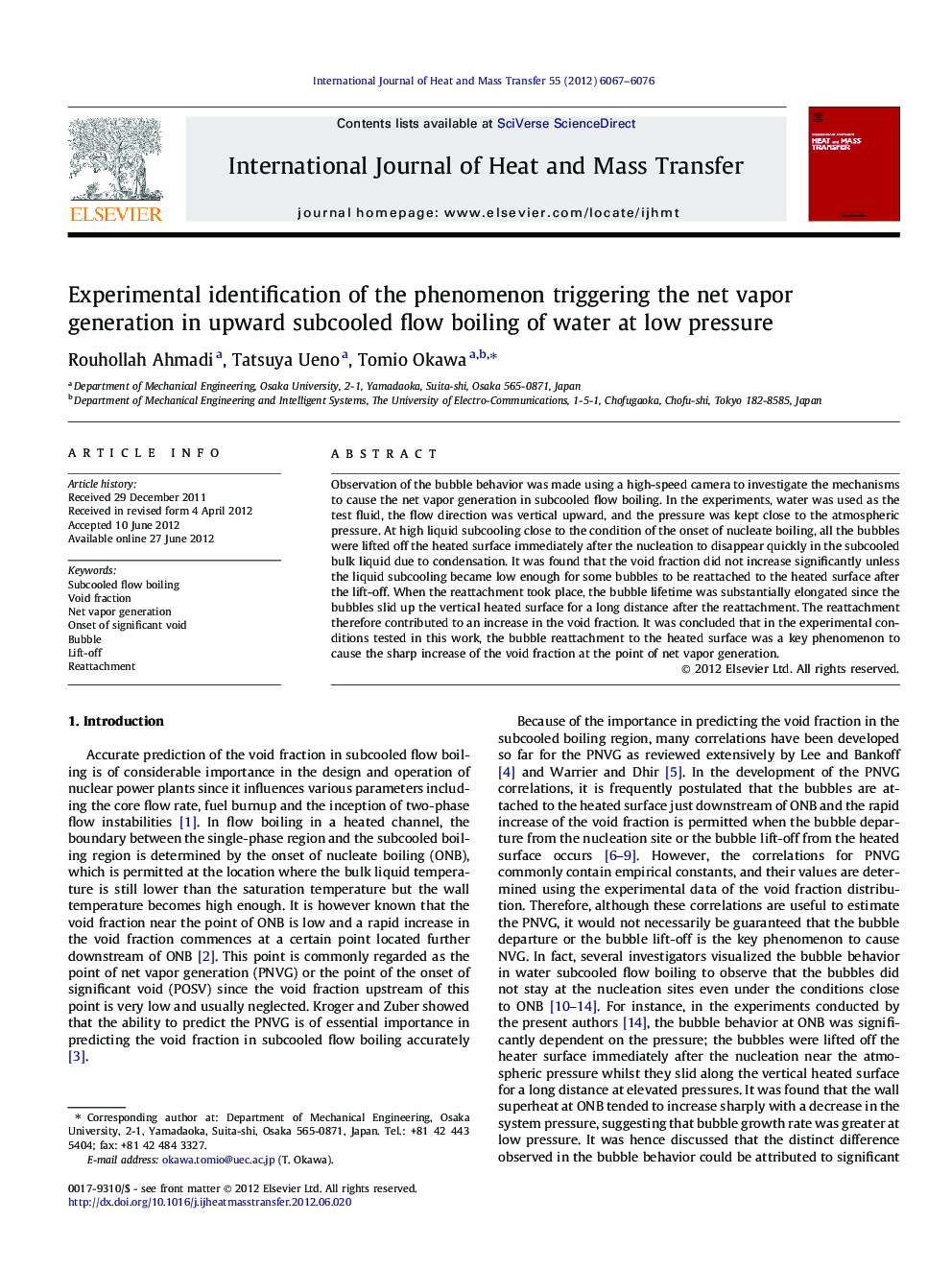 Experimental identification of the phenomenon triggering the net vapor generation in upward subcooled flow boiling of water at low pressure