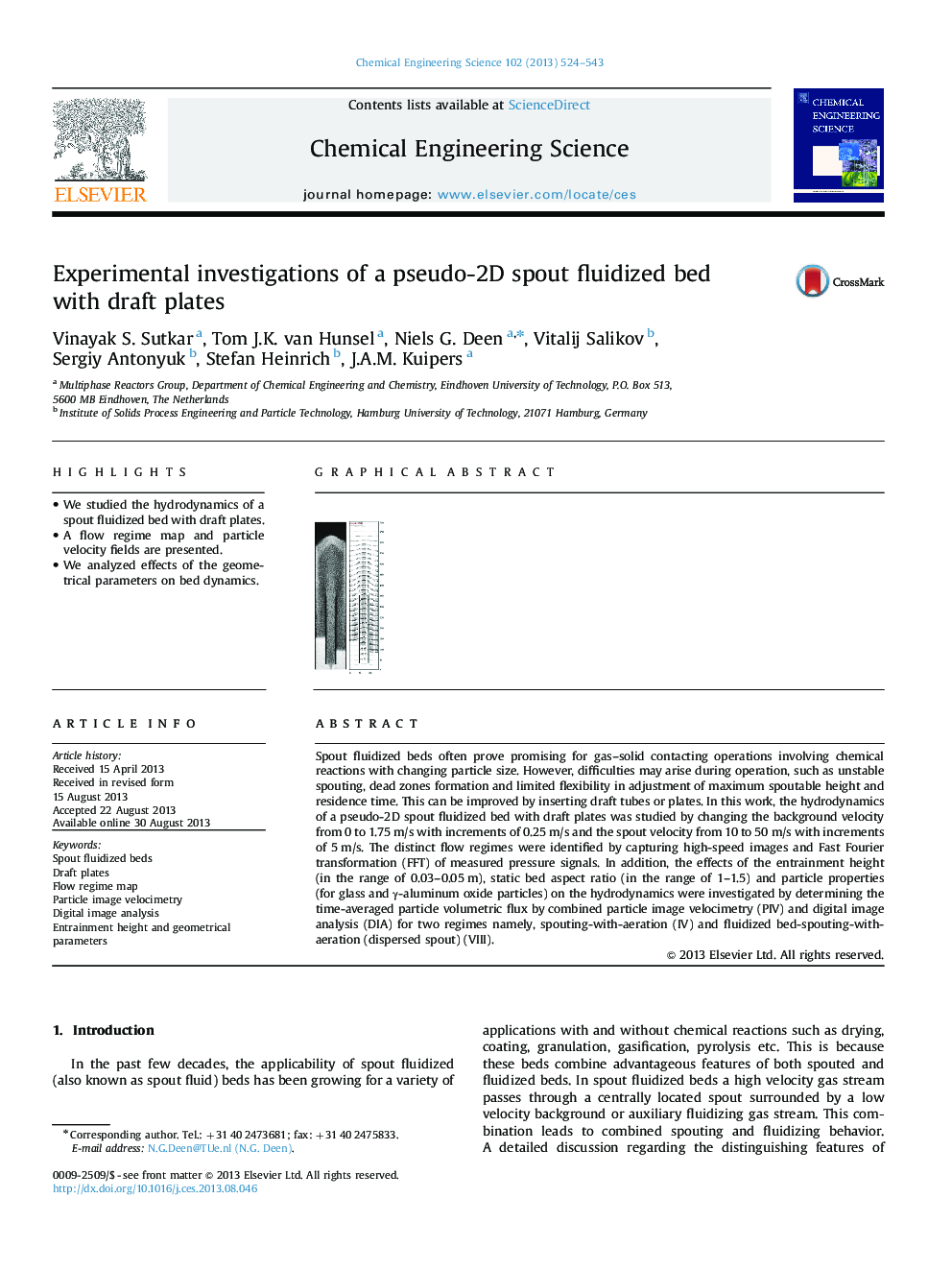 Experimental investigations of a pseudo-2D spout fluidized bed with draft plates