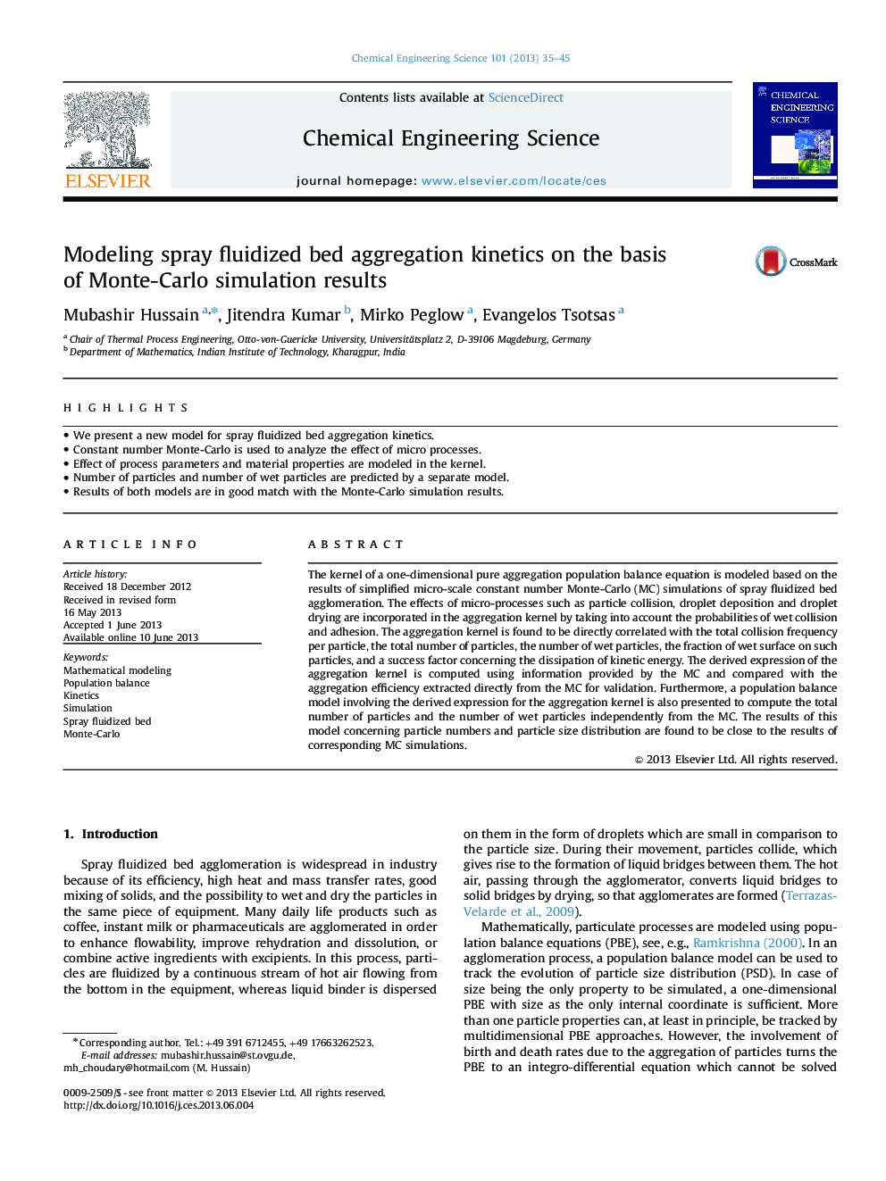 Modeling spray fluidized bed aggregation kinetics on the basis of Monte-Carlo simulation results