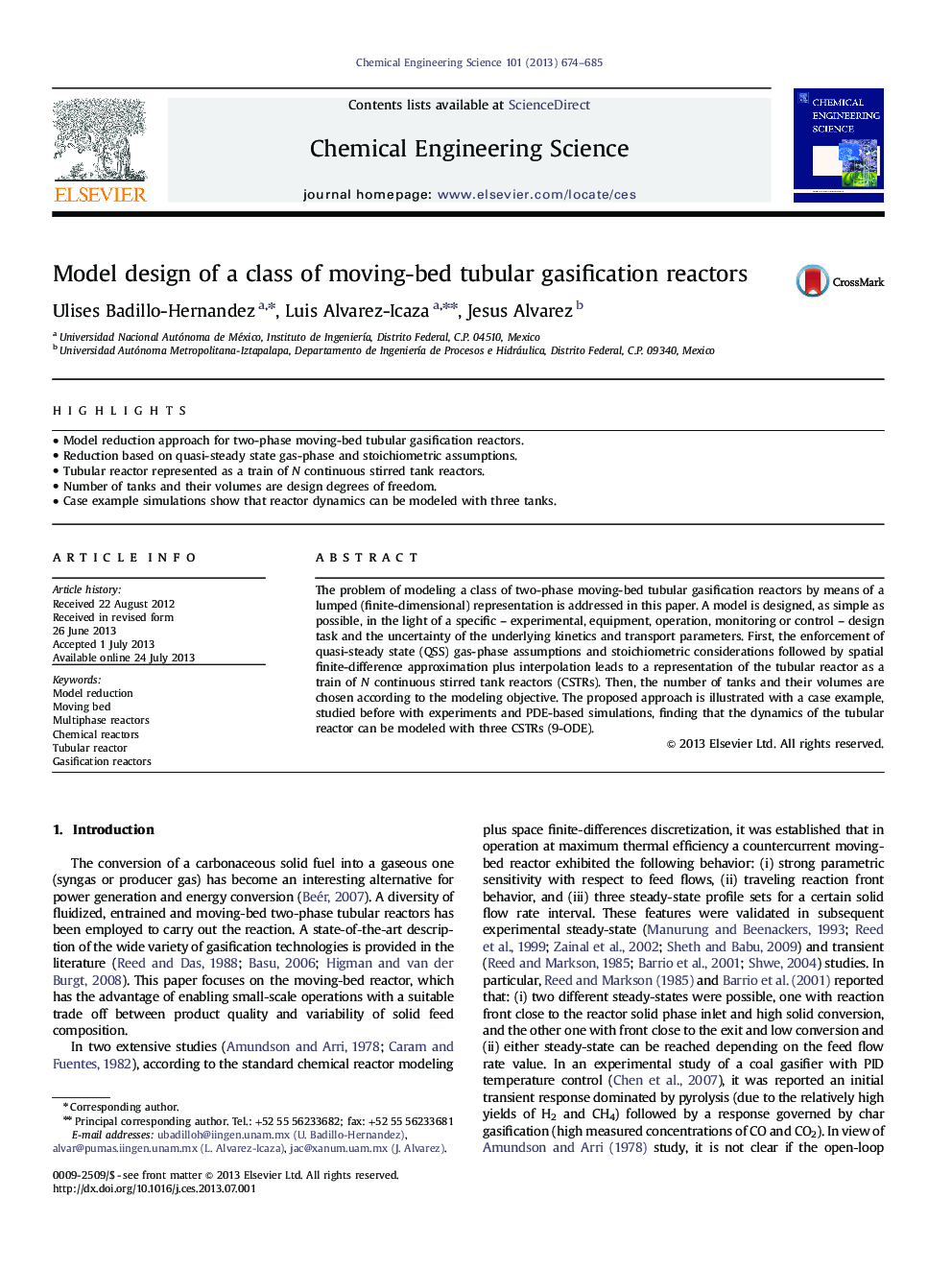 Model design of a class of moving-bed tubular gasification reactors