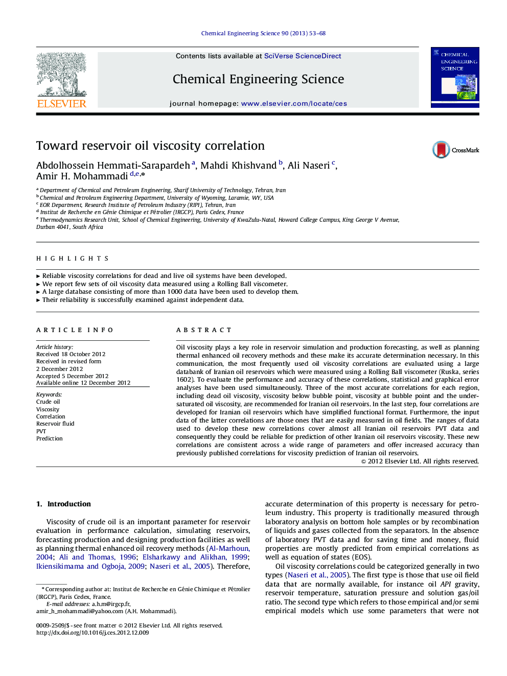 Toward reservoir oil viscosity correlation