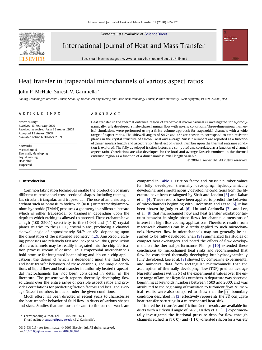 Heat transfer in trapezoidal microchannels of various aspect ratios