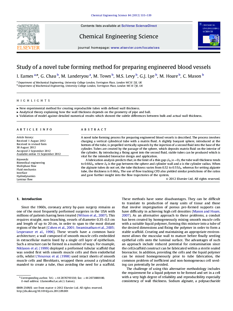 Study of a novel tube forming method for preparing engineered blood vessels