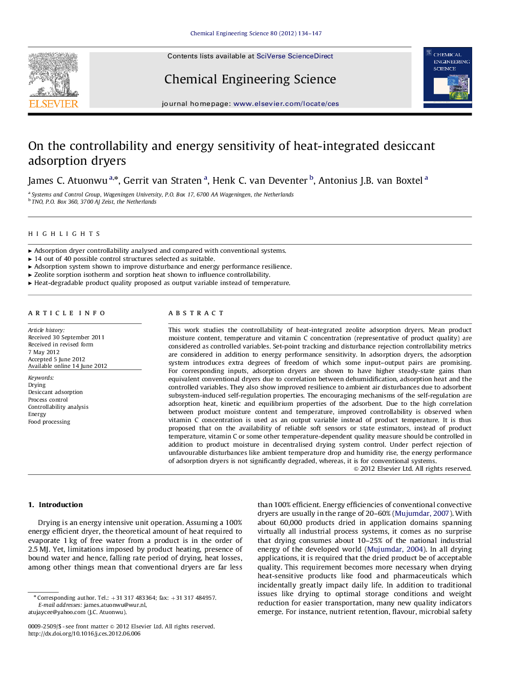 On the controllability and energy sensitivity of heat-integrated desiccant adsorption dryers