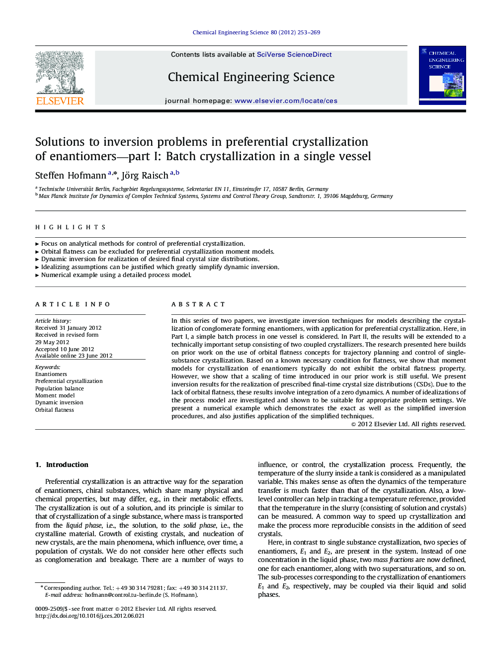 Solutions to inversion problems in preferential crystallization of enantiomers-part I: Batch crystallization in a single vessel