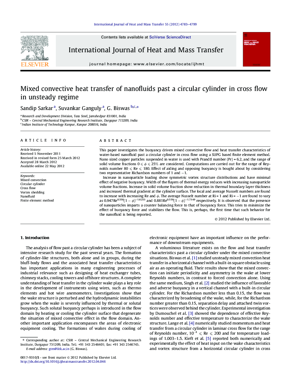 Mixed convective heat transfer of nanofluids past a circular cylinder in cross flow in unsteady regime