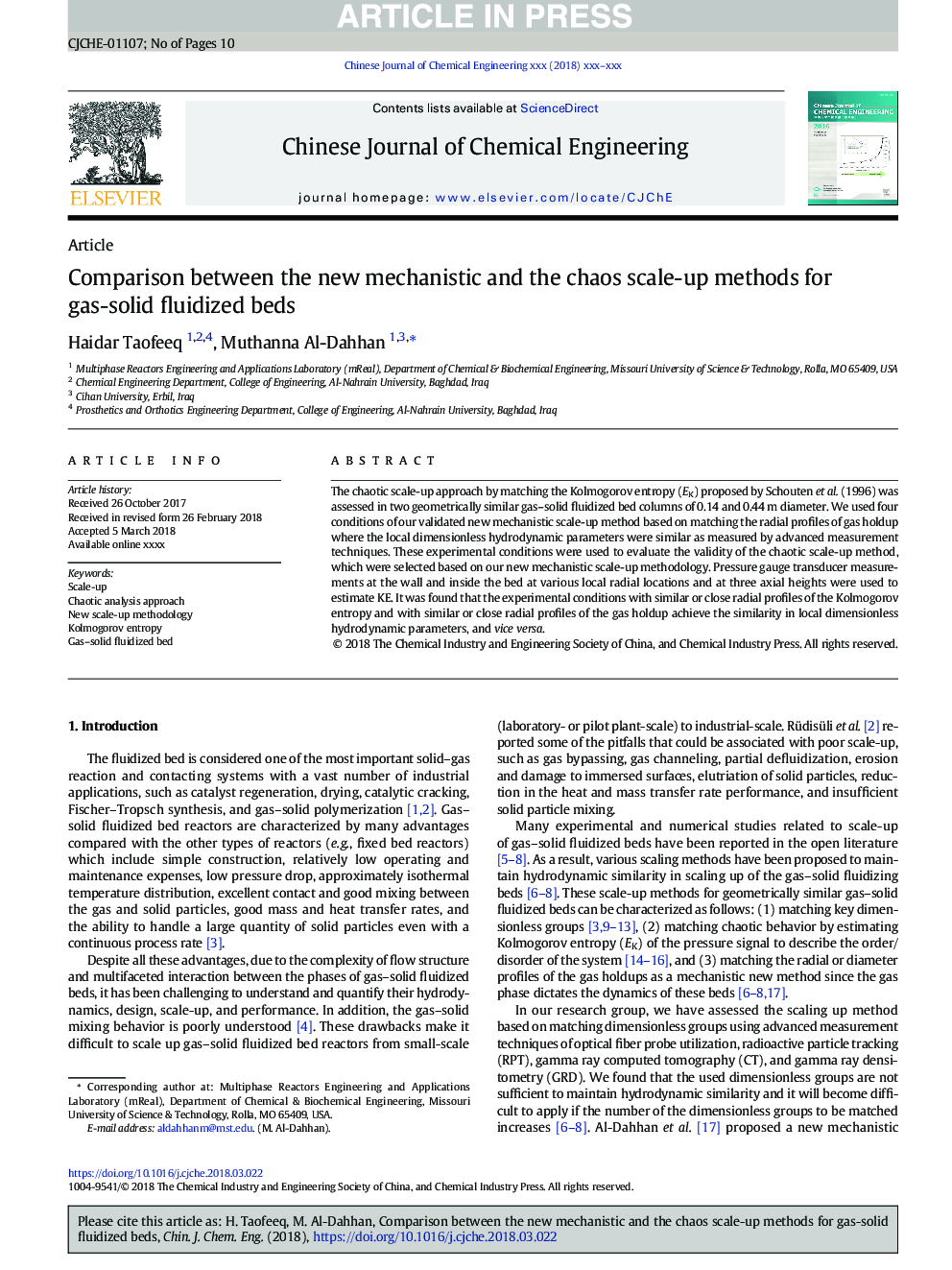 Comparison between the new mechanistic and the chaos scale-up methods for gas-solid fluidized beds