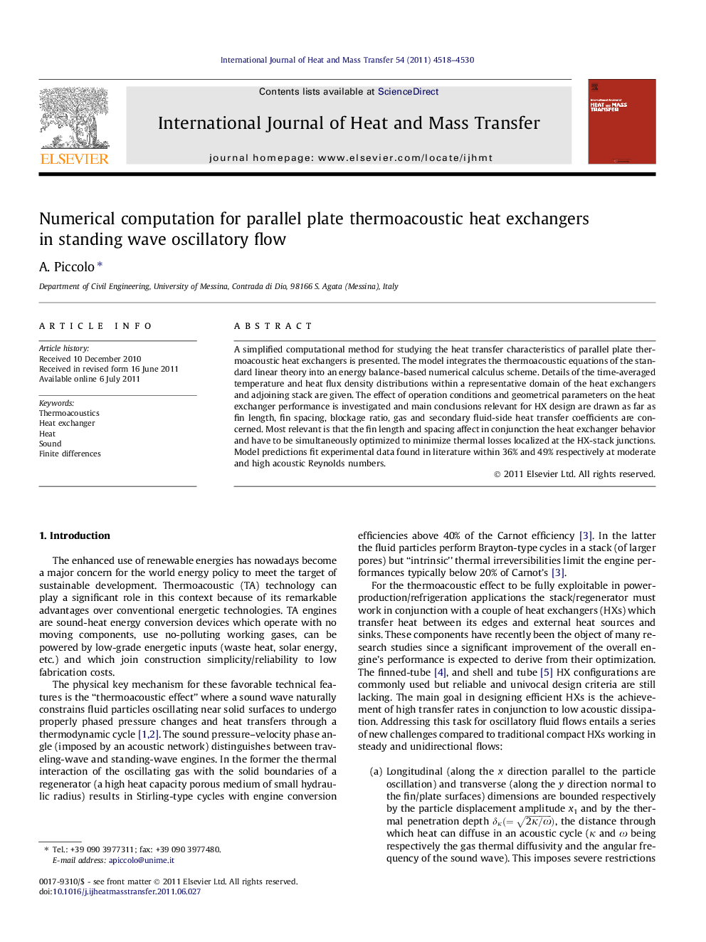 Numerical computation for parallel plate thermoacoustic heat exchangers in standing wave oscillatory flow