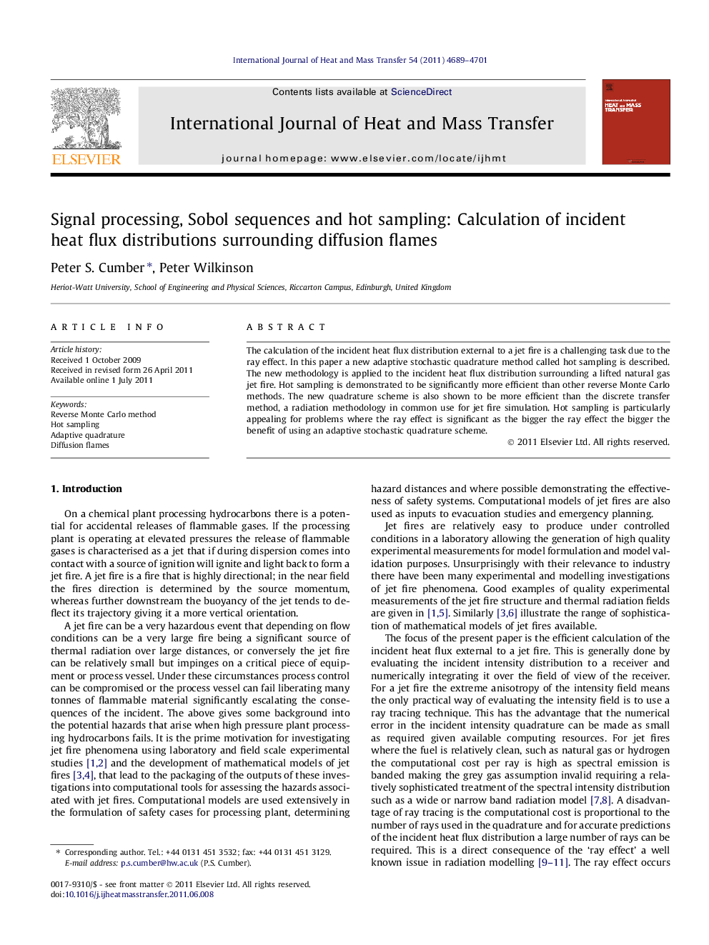 Signal processing, Sobol sequences and hot sampling: Calculation of incident heat flux distributions surrounding diffusion flames