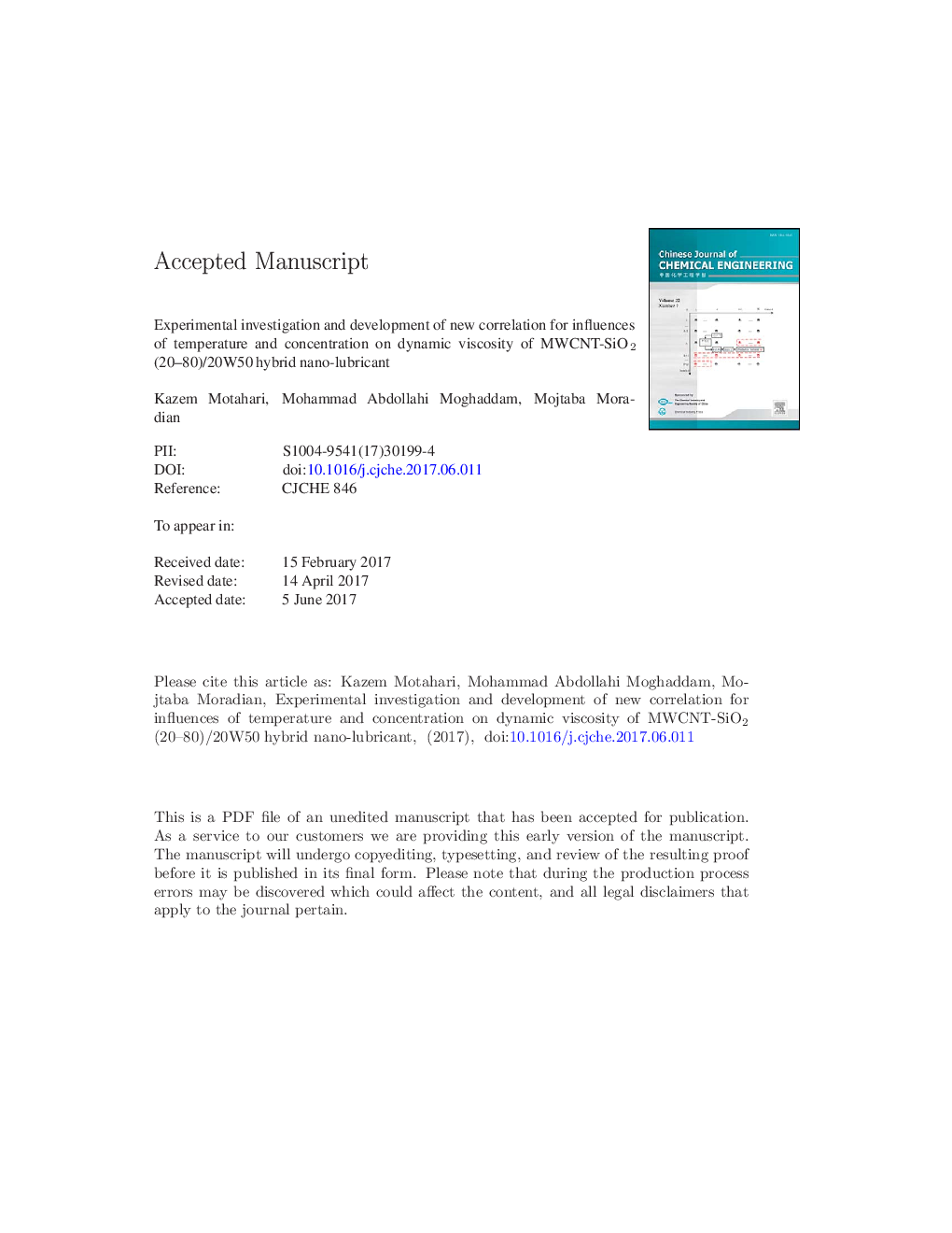 Experimental investigation and development of new correlation for influences of temperature and concentration on dynamic viscosity of MWCNT-SiO2 (20-80)/20W50 hybrid nano-lubricant