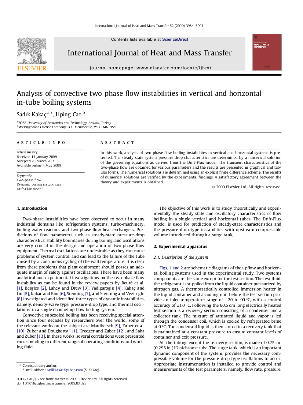 Analysis of convective two-phase flow instabilities in vertical and horizontal in-tube boiling systems