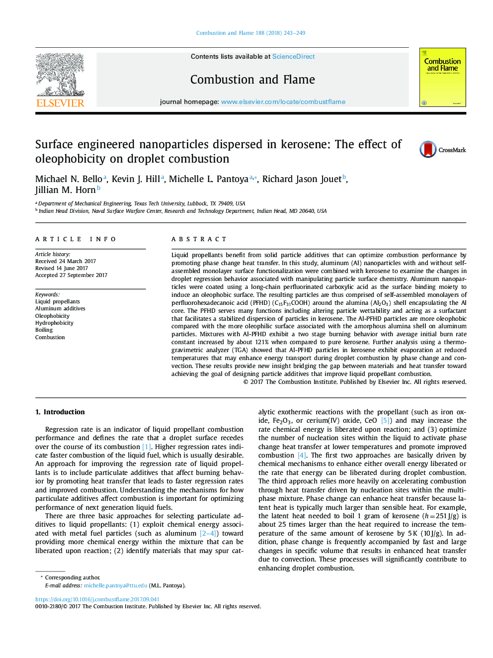 Surface engineered nanoparticles dispersed in kerosene: The effect of oleophobicity on droplet combustion