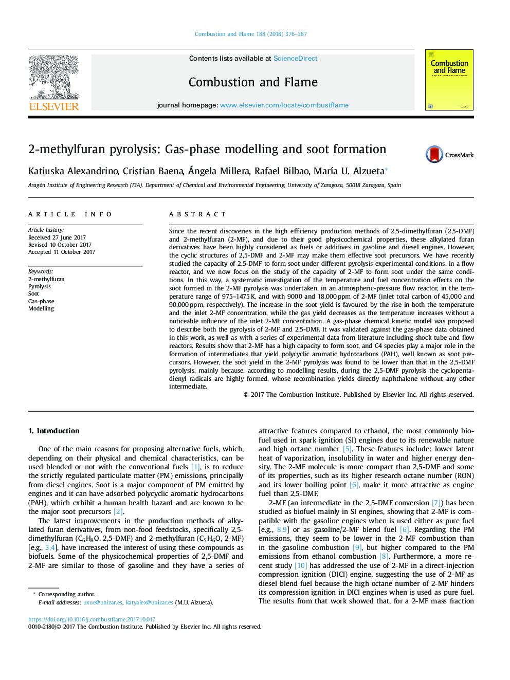 2-methylfuran pyrolysis: Gas-phase modelling and soot formation
