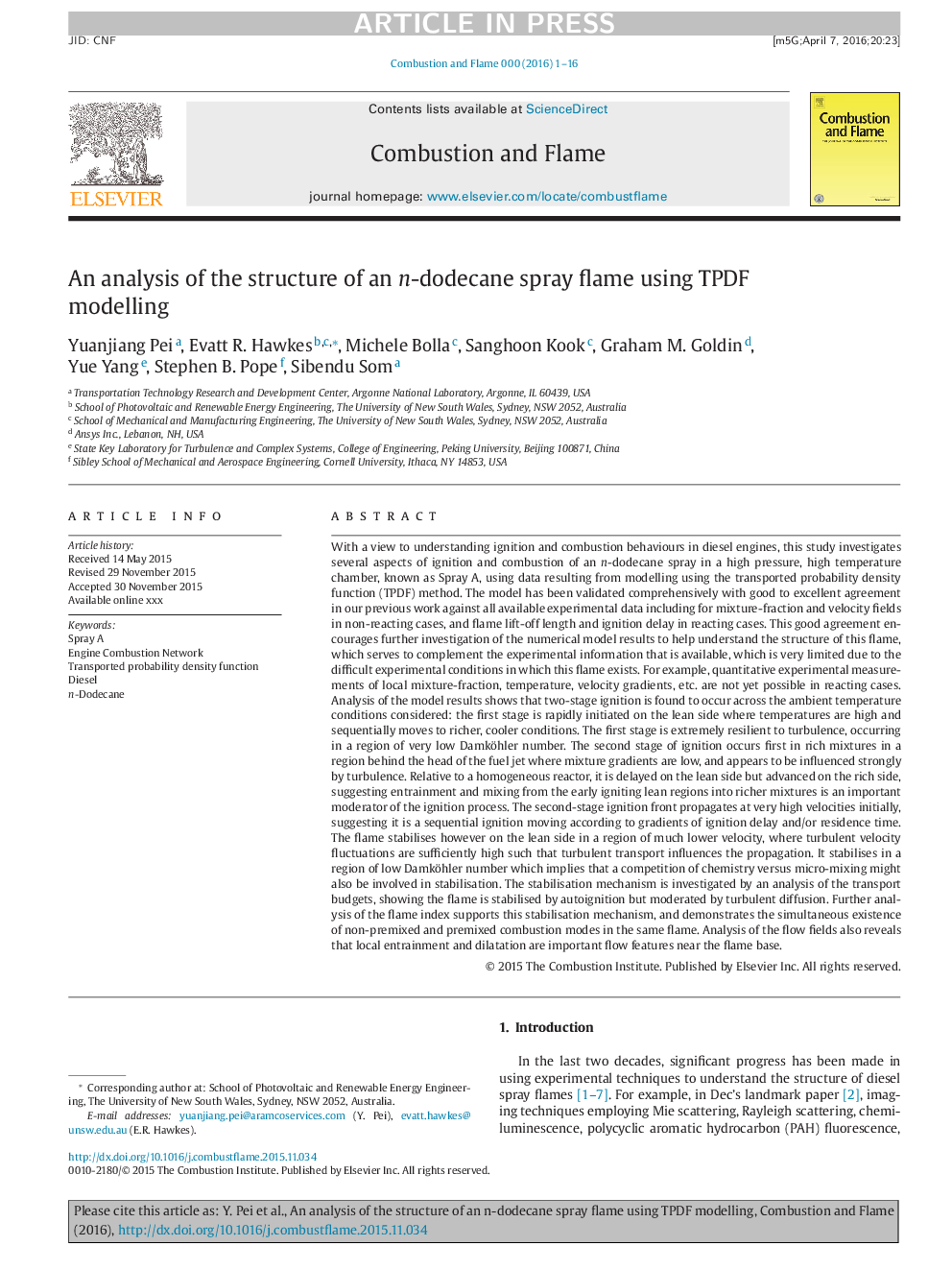 An analysis of the structure of an n-dodecane spray flame using TPDF modelling