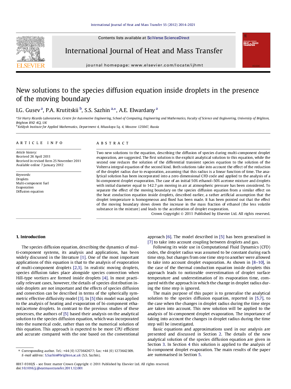 New solutions to the species diffusion equation inside droplets in the presence of the moving boundary