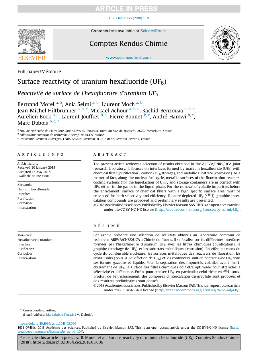 Surface reactivity of uranium hexafluoride (UF6)