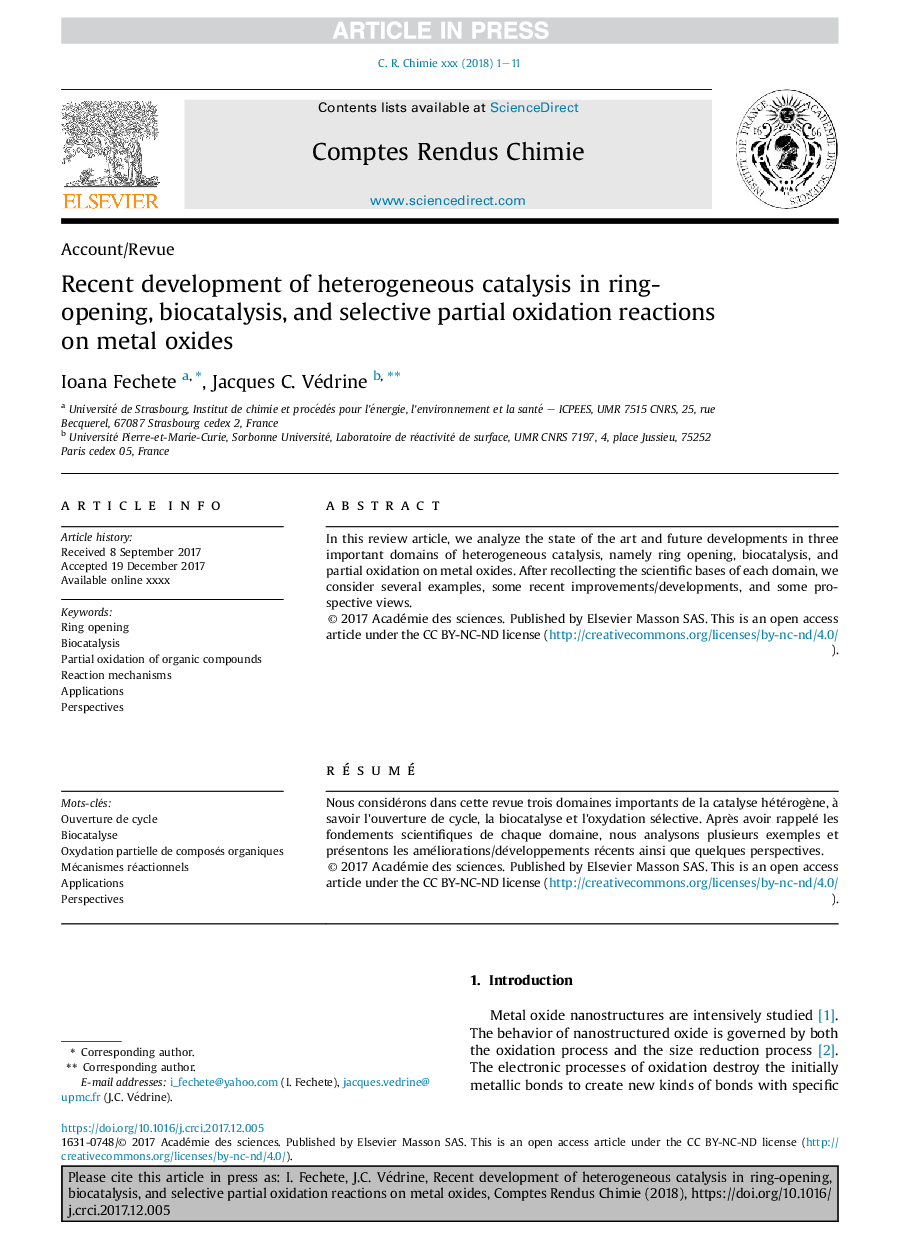 Recent development of heterogeneous catalysis in ring-opening, biocatalysis, and selective partial oxidation reactions on metal oxides