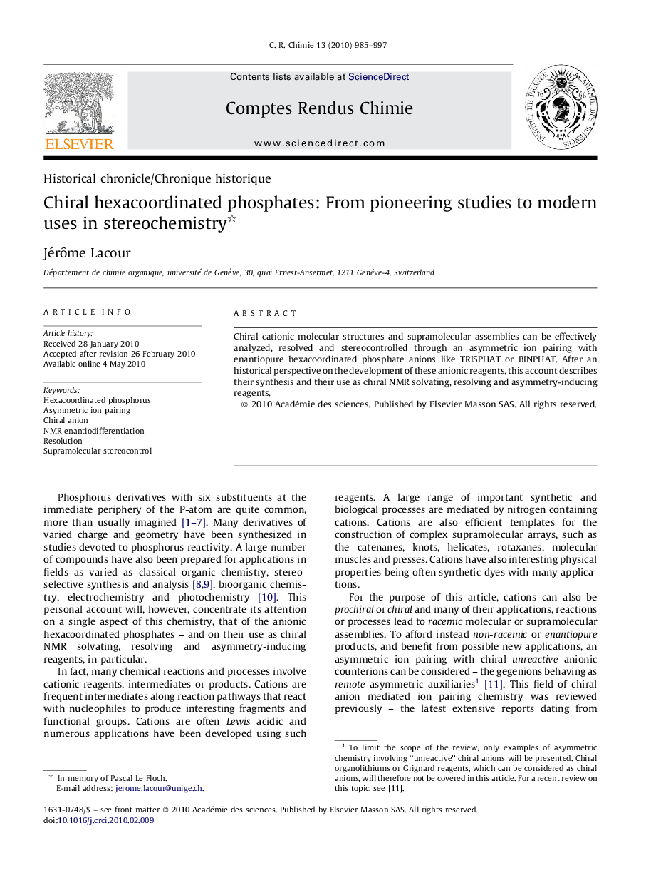 Chiral hexacoordinated phosphates: From pioneering studies to modern uses in stereochemistry