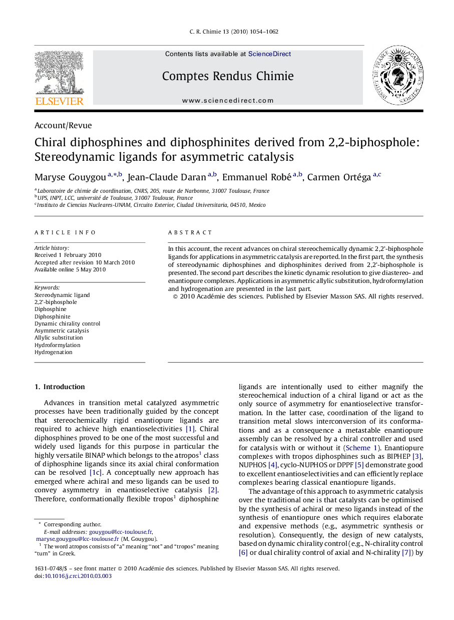 Chiral diphosphines and diphosphinites derived from 2,2-biphosphole: Stereodynamic ligands for asymmetric catalysis