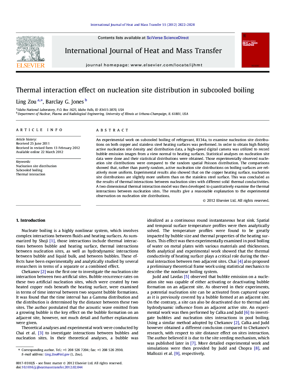 Thermal interaction effect on nucleation site distribution in subcooled boiling