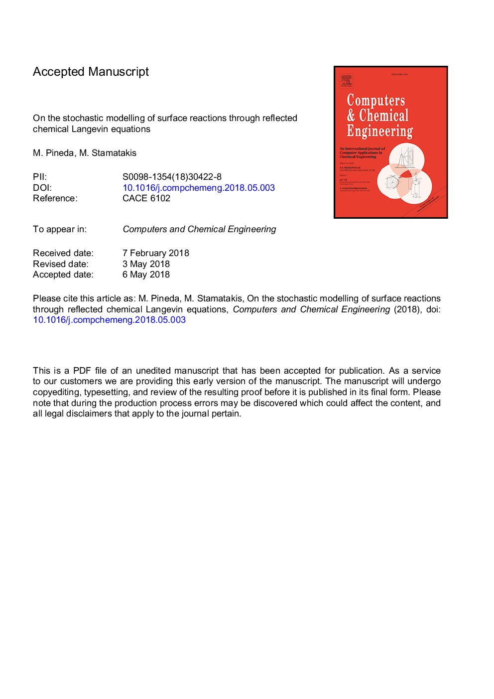 
On the stochastic modelling of surface reactions through reflected chemical Langevin equations