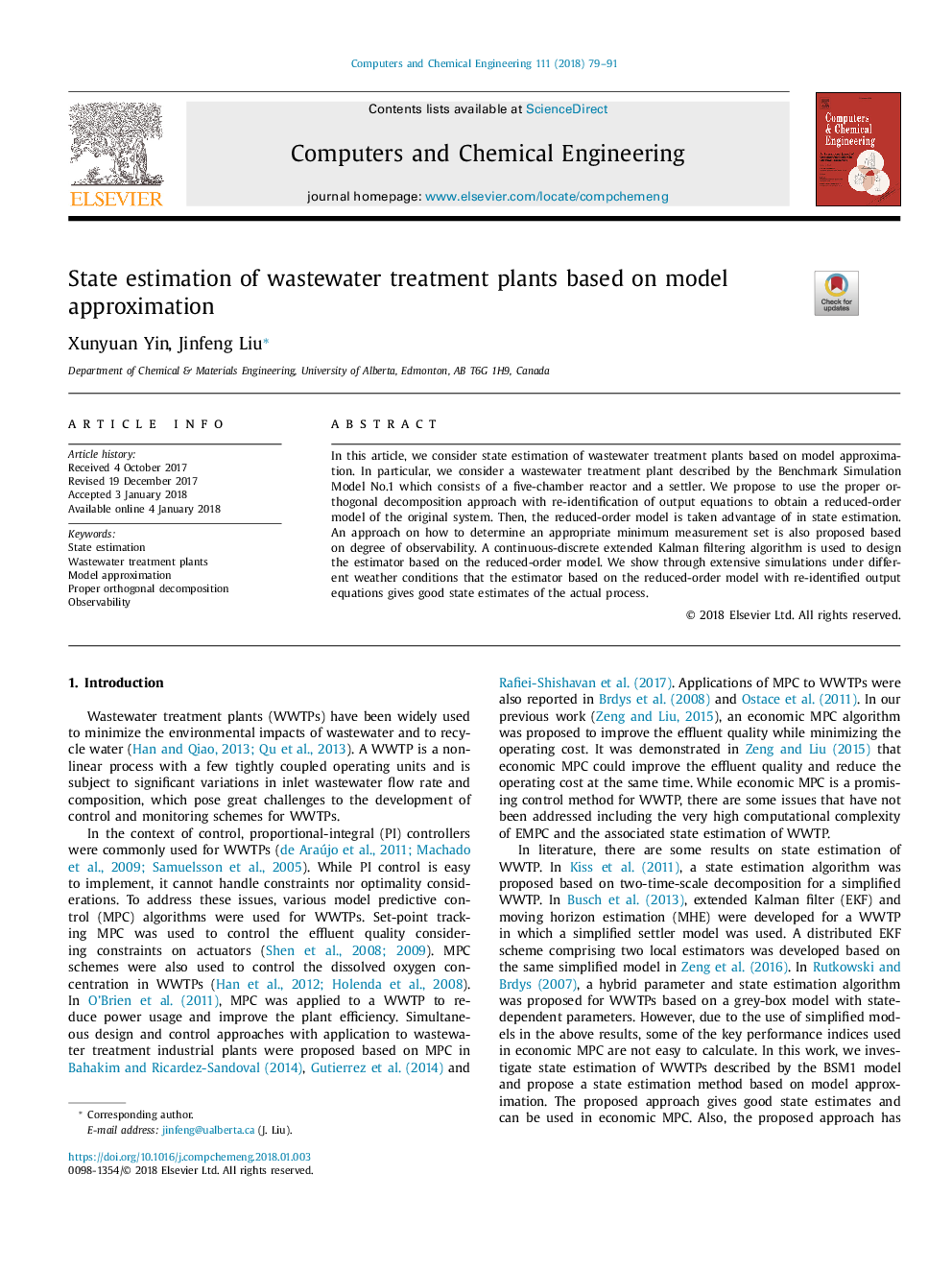 State estimation of wastewater treatment plants based on model approximation