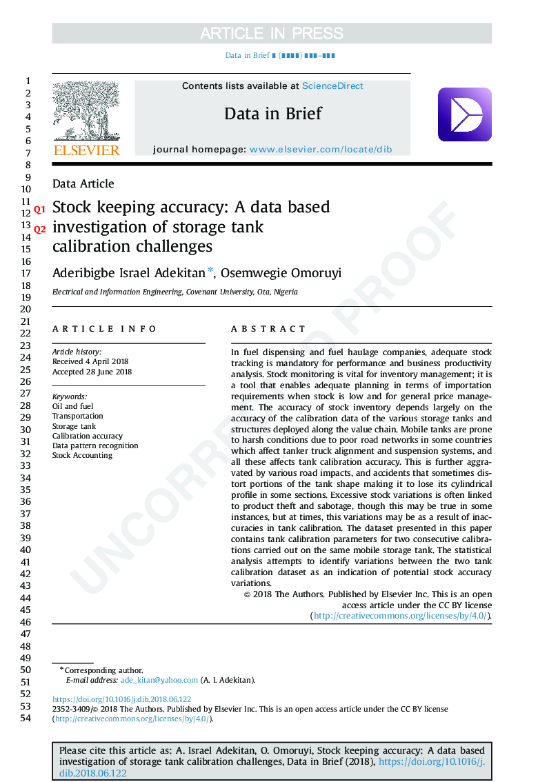 Stock keeping accuracy: A data based investigation of storage tank calibration challenges