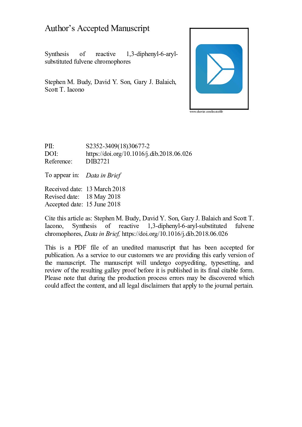 Synthesis of reactive 1,3-diphenyl-6-aryl-substituted fulvene chromophores