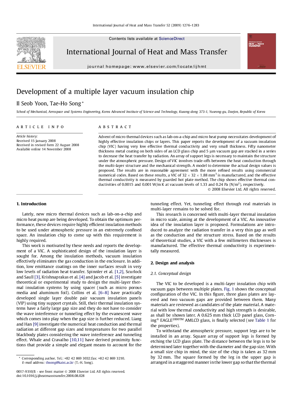 Development of a multiple layer vacuum insulation chip