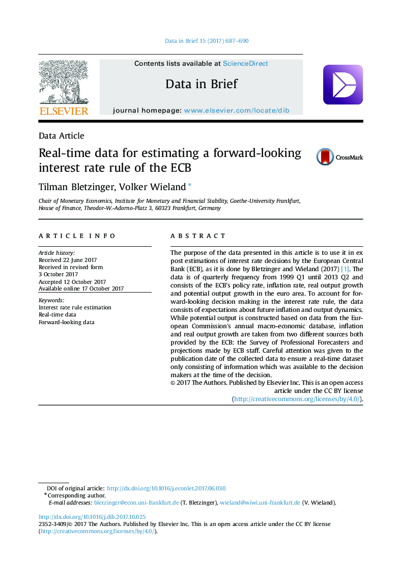 Real-time data for estimating a forward-looking interest rate rule of the ECB