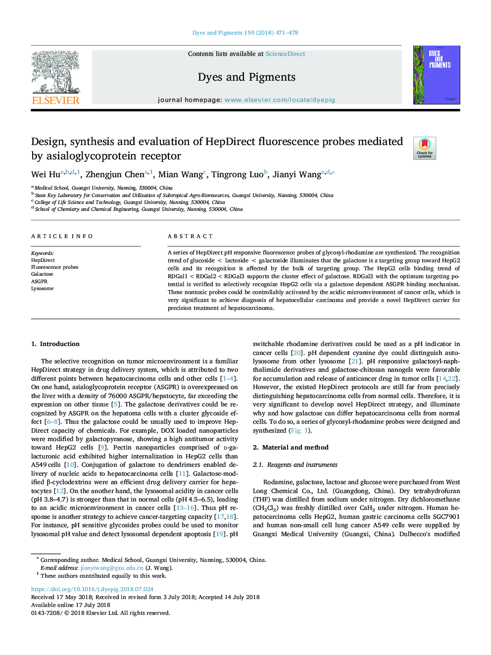 Design, synthesis and evaluation of HepDirect fluorescence probes mediated by asialoglycoprotein receptor