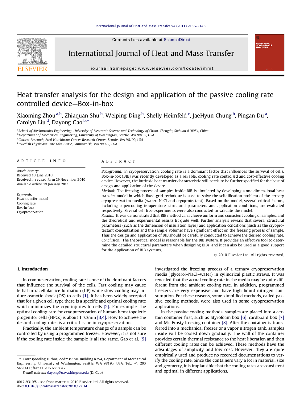 Heat transfer analysis for the design and application of the passive cooling rate controlled device—Box-in-box