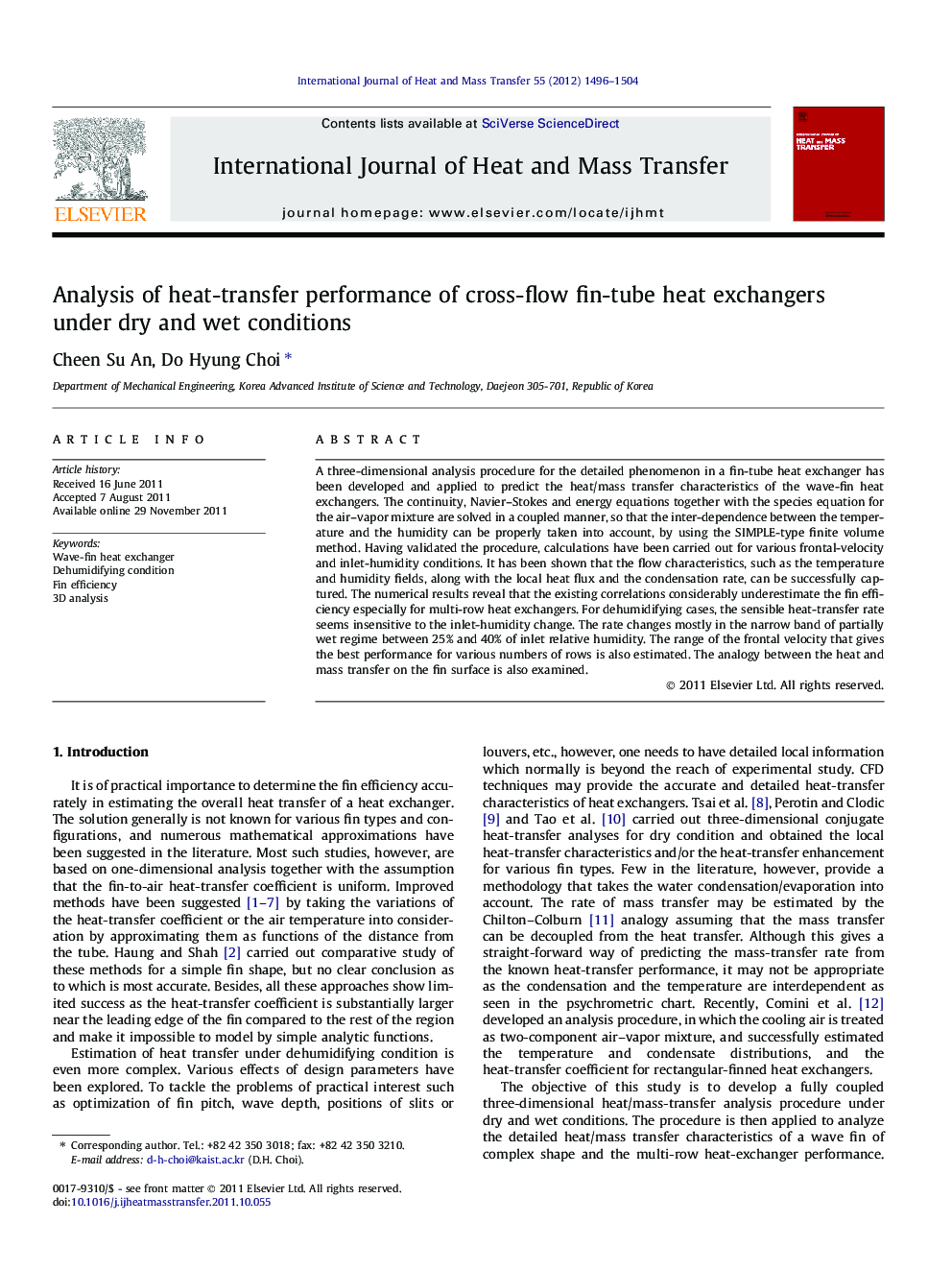 Analysis of heat-transfer performance of cross-flow fin-tube heat exchangers under dry and wet conditions