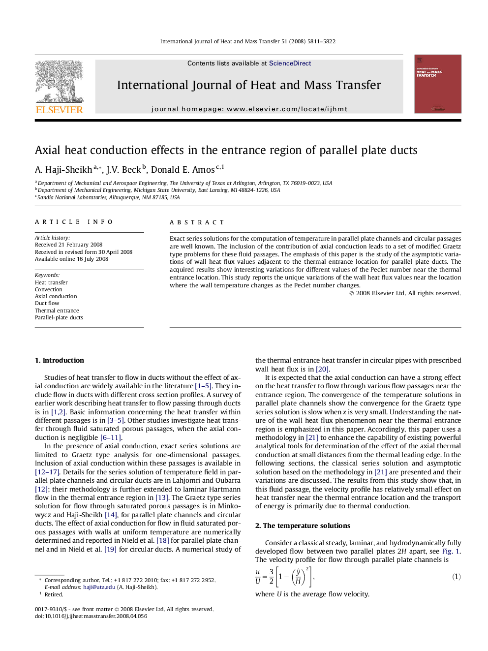 Axial heat conduction effects in the entrance region of parallel plate ducts