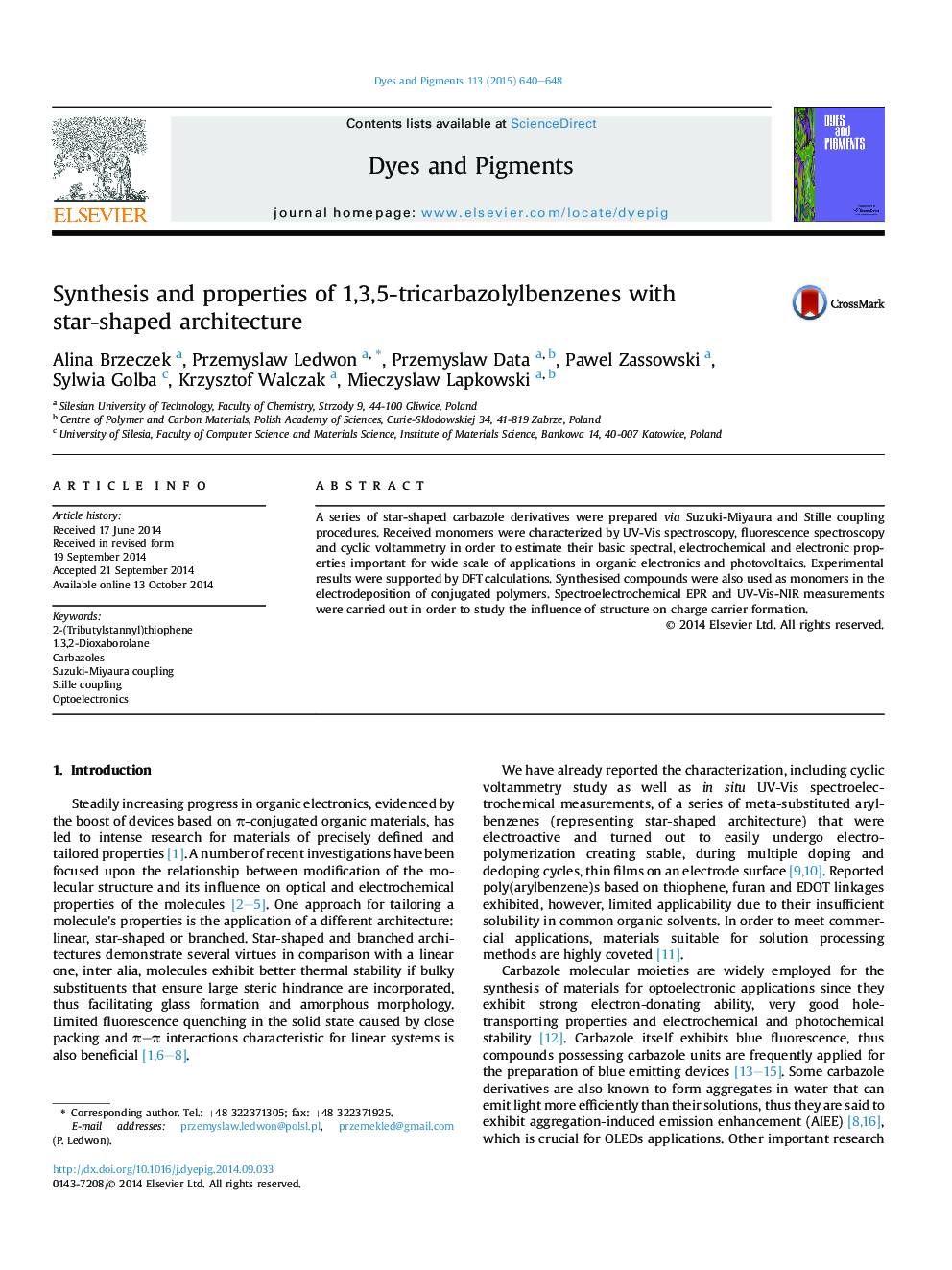 Synthesis and properties of 1,3,5-tricarbazolylbenzenes with star-shaped architecture