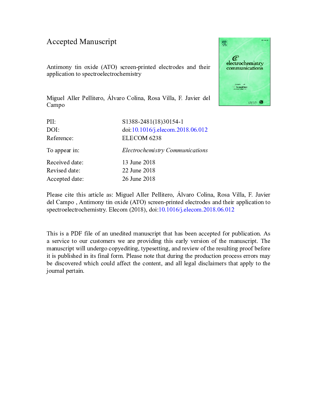 Antimony tin oxide (ATO) screen-printed electrodes and their application to spectroelectrochemistry