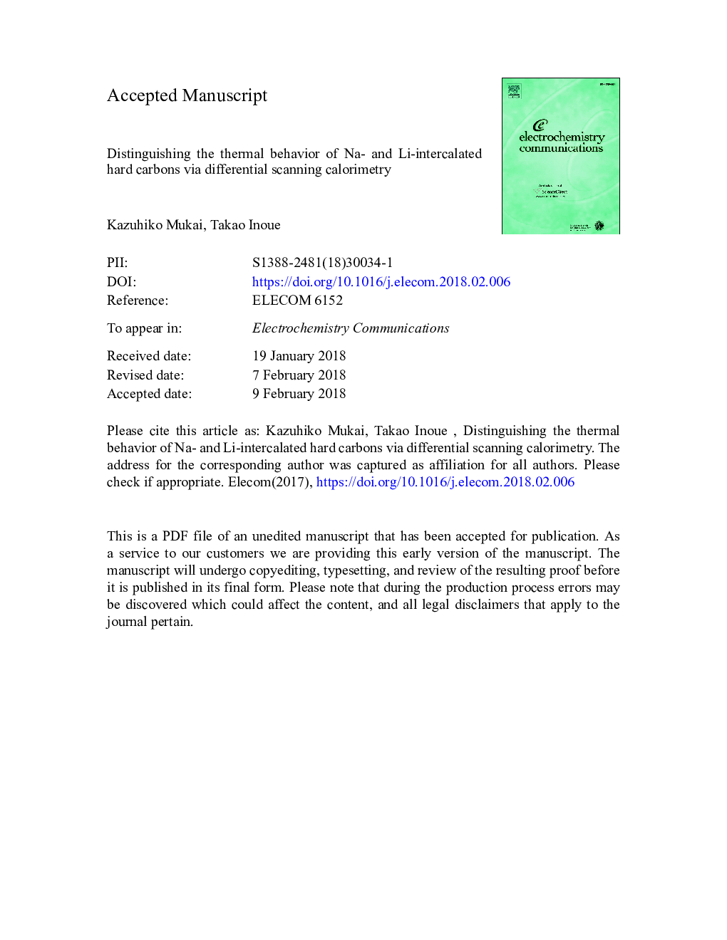 Distinguishing the thermal behavior of Na- and Li-intercalated hard carbons via differential scanning calorimetry