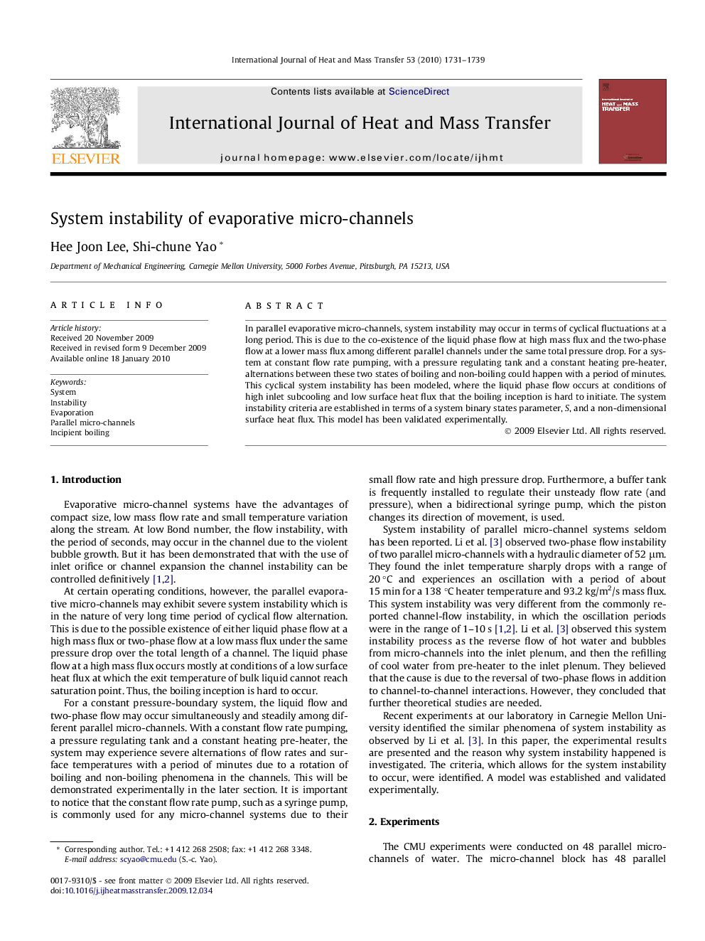 System instability of evaporative micro-channels